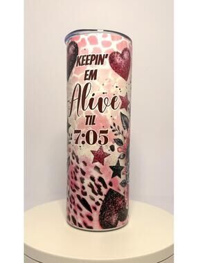 20 oz Nursing Stainless Steel Tumbler with Lid, Straw